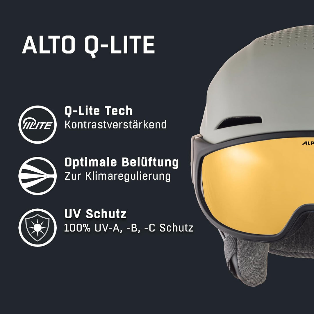 ALPINA ALTO Q-LITE - Sicherer, Stossabsorbierender &amp; Individuell Anpassbarer Skihelm Mit Kontrastver