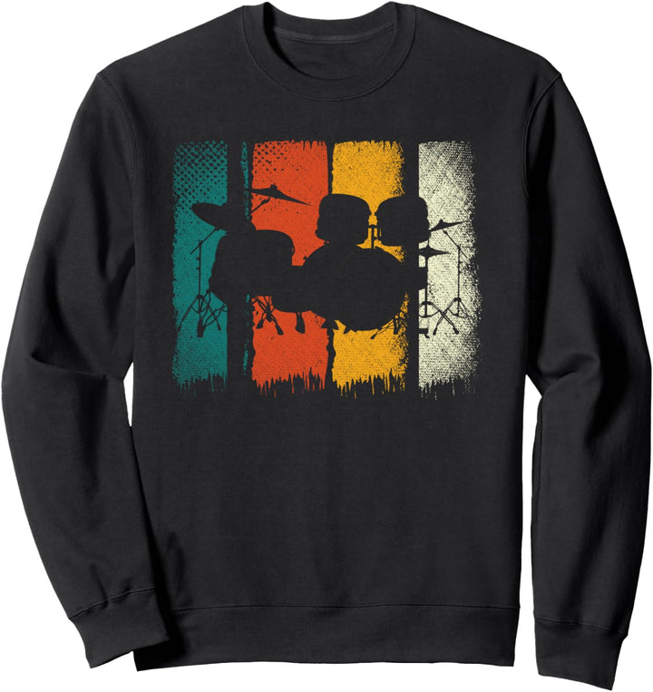 Retro Rock Musiker Drummer Schlagzeuger Musik Schlagzeug Sweatshirt