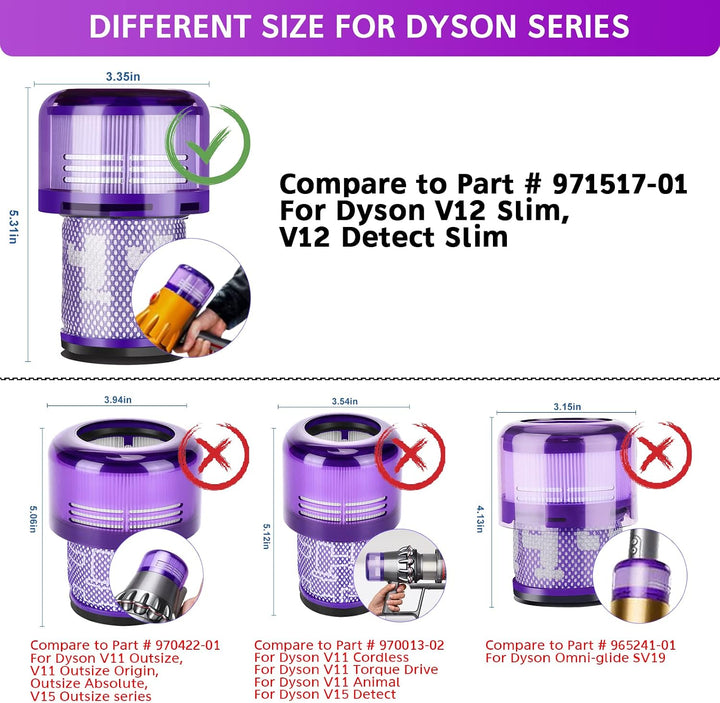 Artraise V12 Filter für Dyson, 3er Pack Ersatzfilter für Dyson V12 Slim Absolute Extra, Total Clean,
