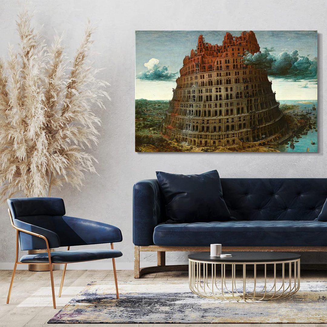 Printed Paintings Leinwand (60x40cm): Peter Bruegel der Ältere - Der Turm von Babel 60x40 cm, 60x40