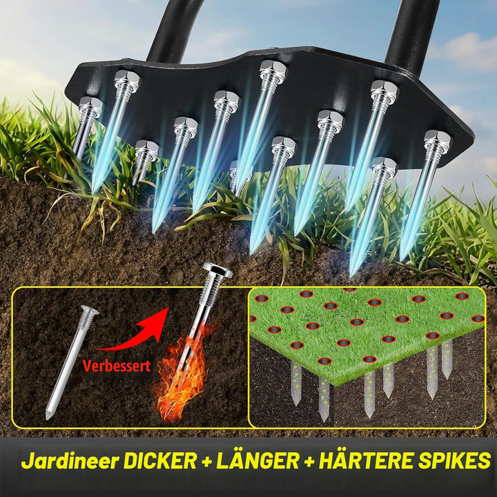 Jardineer Aerifizierer für Rasen, Rasenlüfter Manuell mit Ersatznageln, Rasenspecht Aerifizierer und
