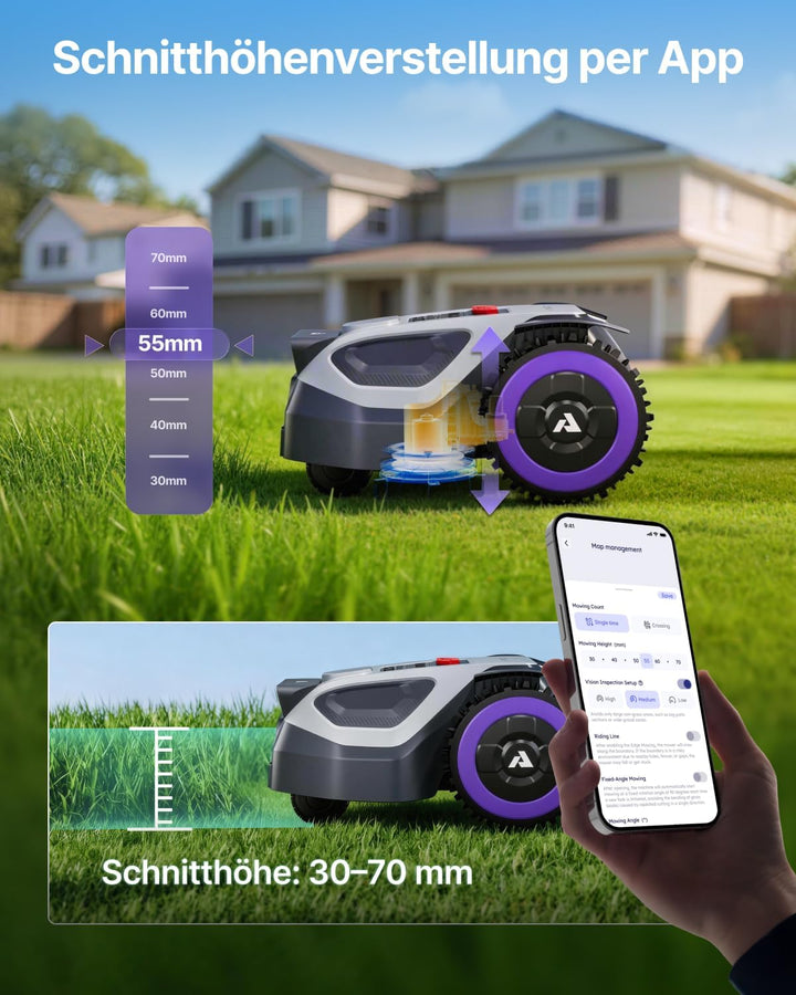 ANTHBOT M9 Set: Mähroboter ohne Begrenzungskabel inkl. NetRTK &amp; 4G Service (1 Jahr), Schnelle Instal