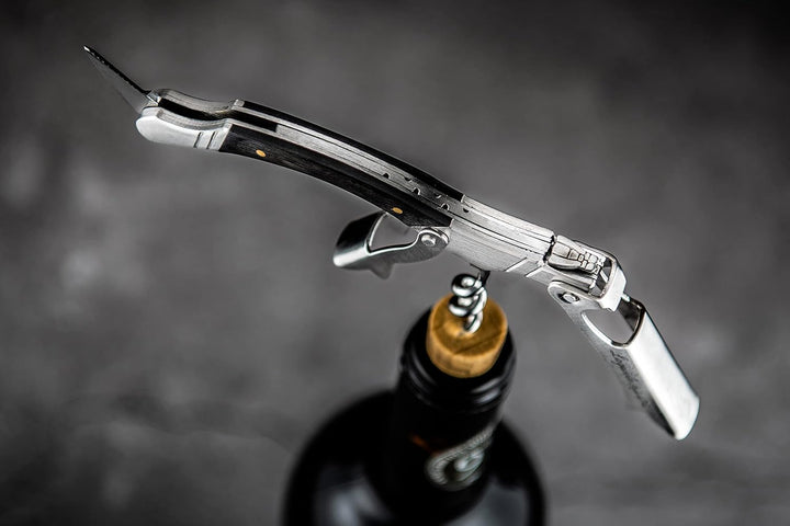 Laguiole Style de Vie Korkenzieher, Flaschenöffner mit Folienschneider, Ebenholz