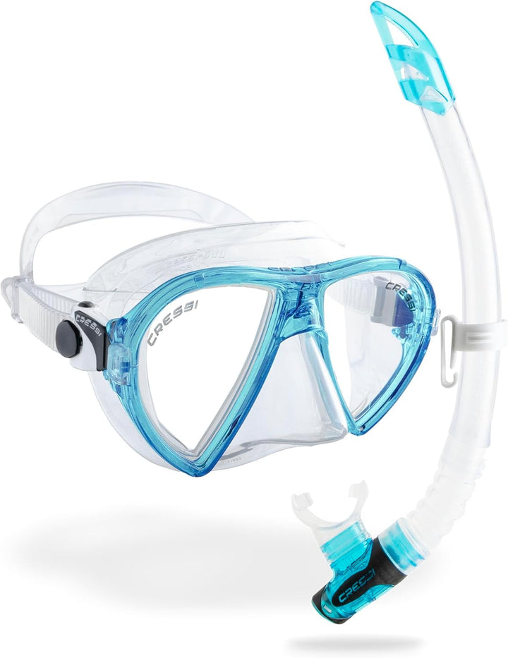 Cressi Tauchmaske Ocean Schnorchelset Transparent/Aquamarin, Schnorchelset Transparent/Aquamarin