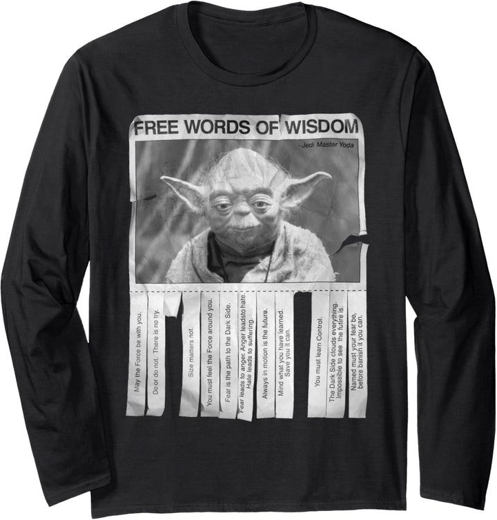 Star Wars Yoda Free Words Of Wisdom Text Paper Langarmshirt