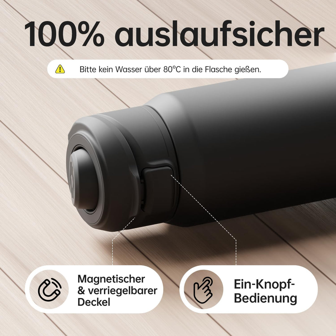 Magcheer Trinkflasche mit Handyhalterung 1L Magnetische Wasserflasche 360° Verstellbar Flasche Magne