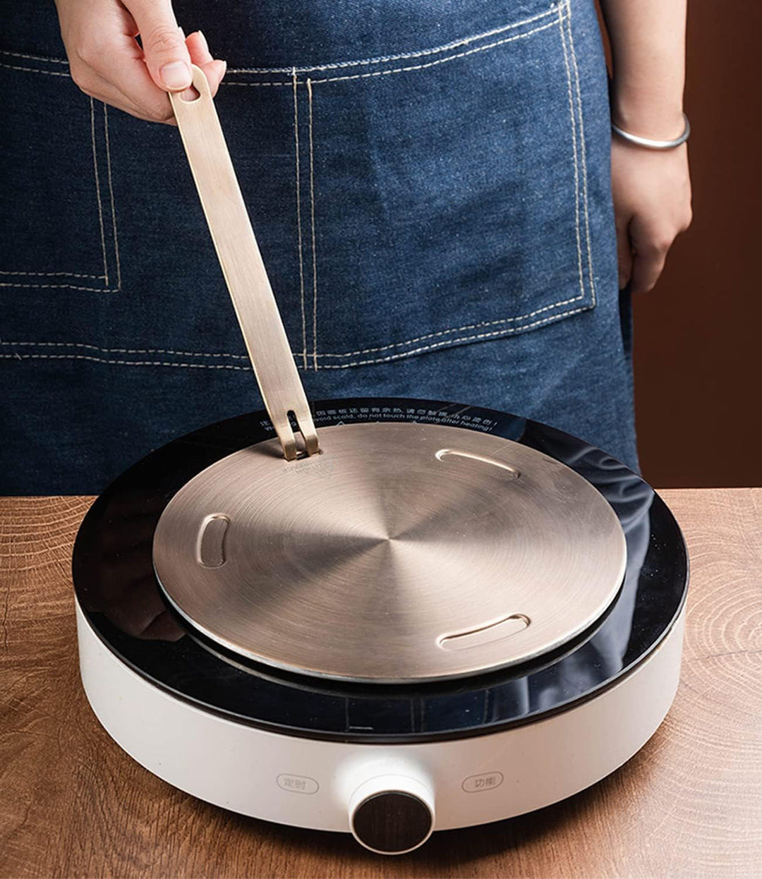 Grouarty 27,9 cm Wärme-Diffusorplatte, Edelstahl, Koch-Induktions-Adapter, Dimmerplatte für Elektro-