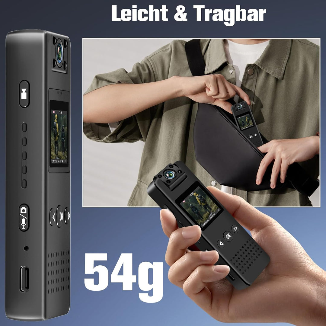 cyi Mini Action Kamera, Tragbare Body Camera mit 180° Drehbarem Objektiv, FHD Körperkamera Mini mit