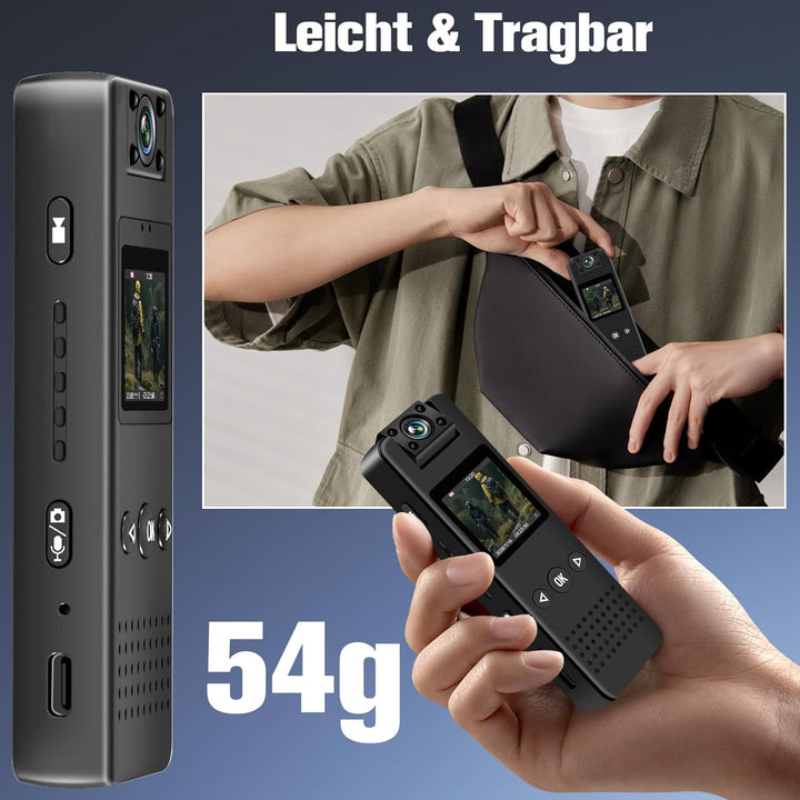 cyi Mini Action Kamera, Tragbare Body Camera mit 180° Drehbarem Objektiv, FHD Körperkamera Mini mit