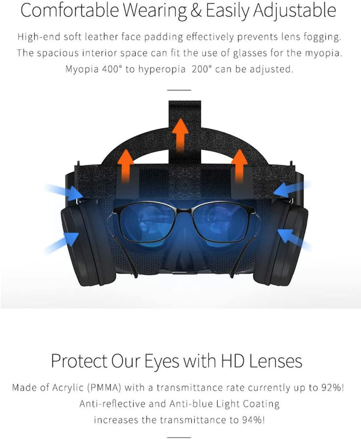 VR Brille Headset für iPhone und Android-Telefone, kabellose 3D-Virtual-Reality-Bluetooth-Brille mit