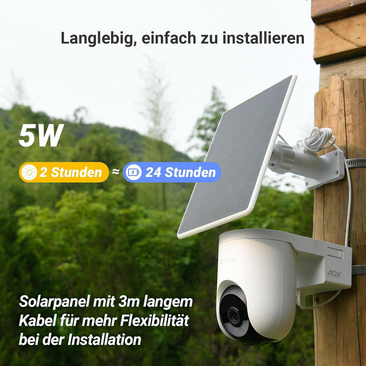 EZVIZ 4G LTE Überwachungskamera mit SIM Karte, 360° PTZ Überwachungkamera Aussen Akku, 4MP Farbnacht