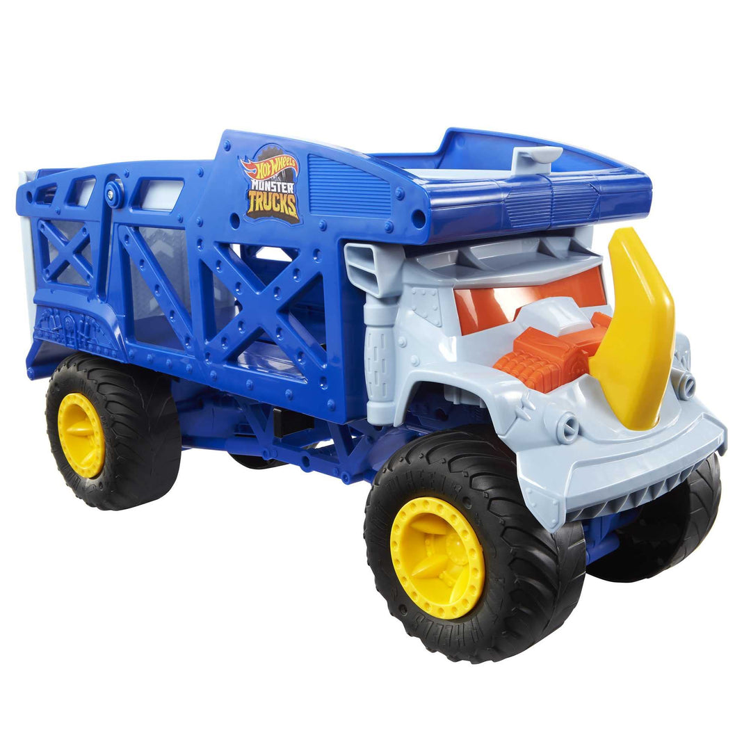 HOT WHEELS Monster Trucks Transporter Nashorn - Schlepper, Platz für 12 Monster Trucks oder 32 Hot W