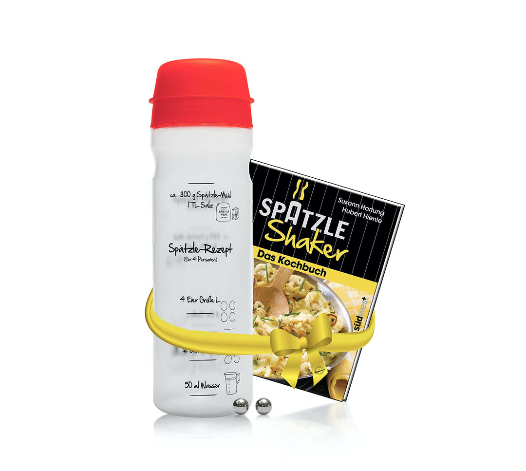 Einsteiger-Set zum Spätzle selber machen mit Spätzle-Shaker (875 ml rot) 4 Portionen &amp; Rezeptbuch (8