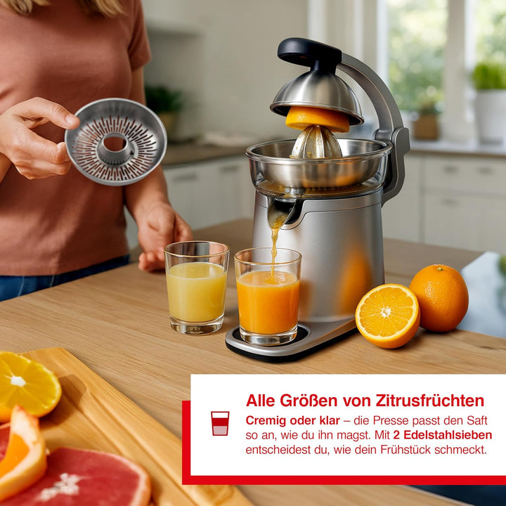 Solis Citrus Press Station 8454 Zitruspresse - Elektrischer Edelstahl Entsafter - Automatische Saftp