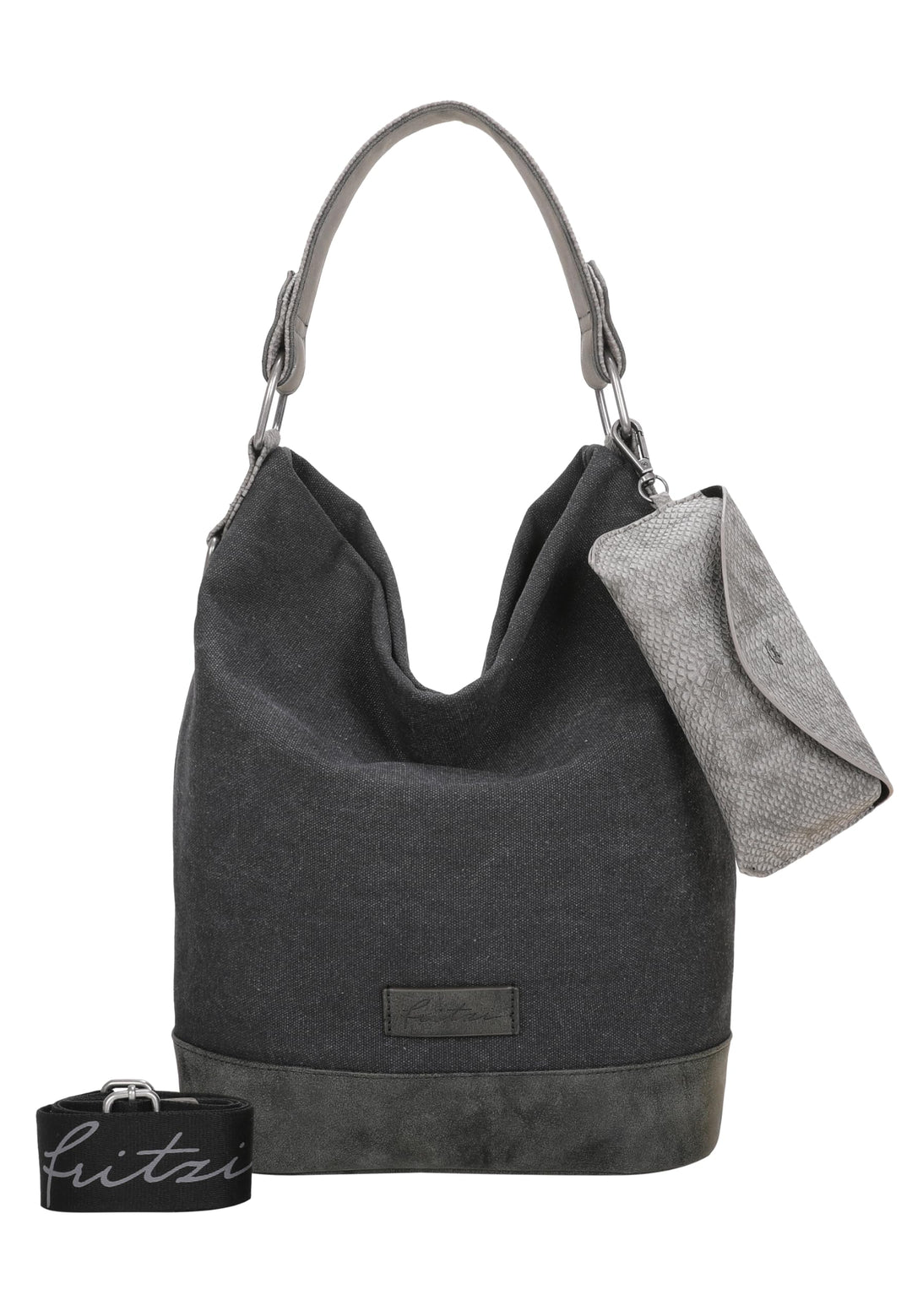 Fritzi aus Preussen Damen Izzy07 Canvas Hobo-Tasche Schwarz, Schwarz
