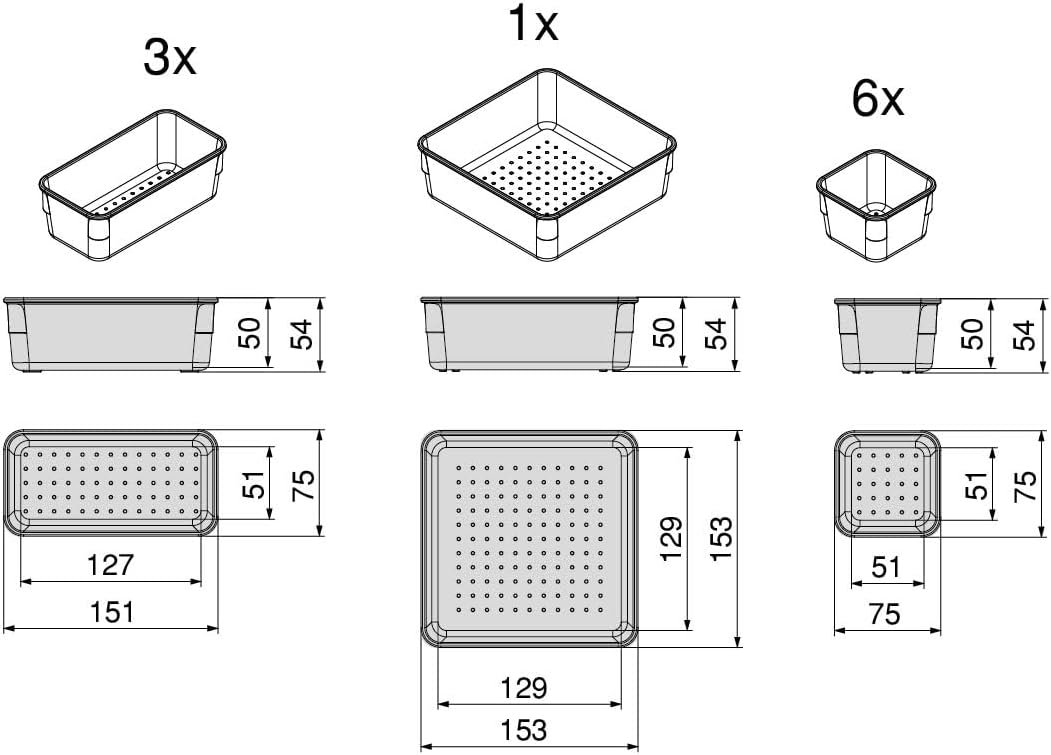Emuca - Organizer-Würfel-10er Kit für Schublade, Kunststoff, Transparent 10 stücke, 10 stücke