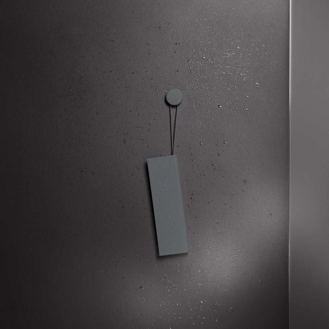 KEUCO Duschabzieher aus Silikon, mit Wandhalterung, Glaswischer zum Kleben, 26,4x8,2x1,7 cm, schlier