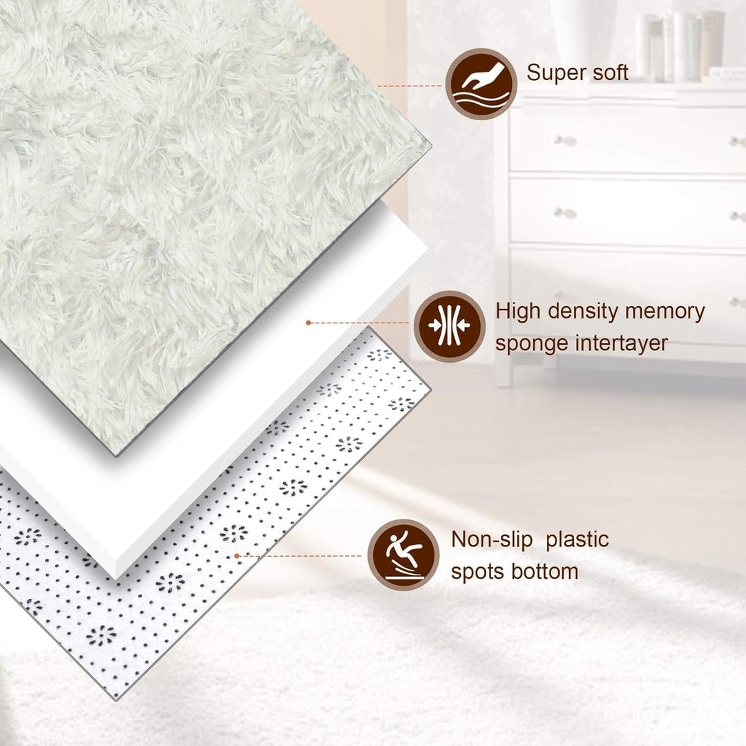 Obundi Bettvorleger Schlafzimmer,Flauschiger Teppich Büro, Hochflor Teppich Wohnzimmer,Plüsch Waschb