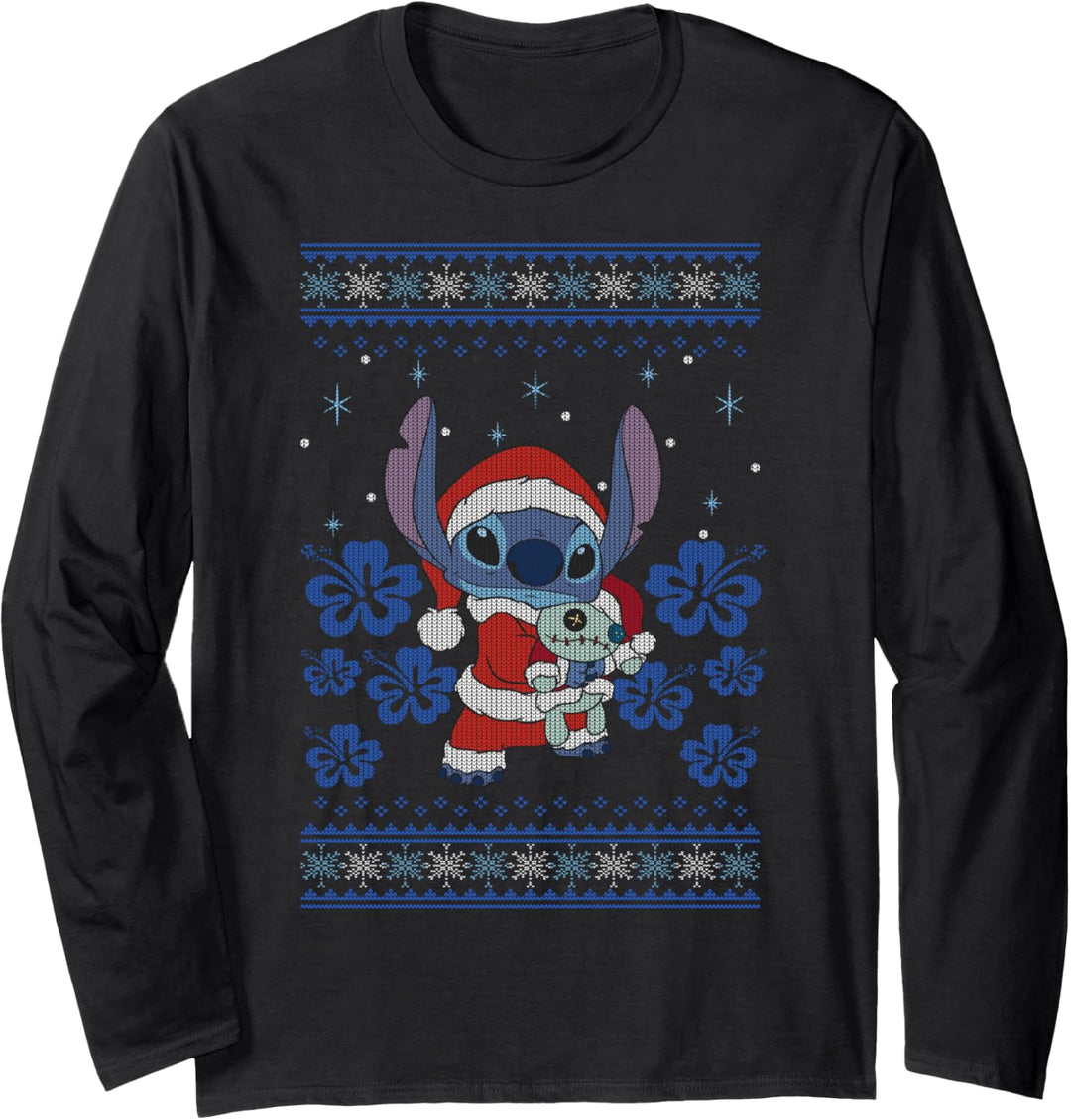 Disney Lilo &amp; Stitch Weihnachten Stitch Ugly Sweater Style Langarmshirt