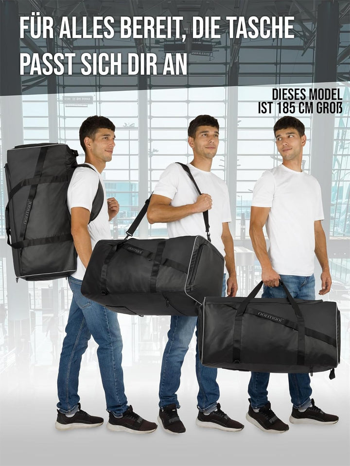 Reisetasche Sporttasche 58 90 oder 120 Liter mit Rucksack-Funktion faltbar mit separatem Nassfach Sc