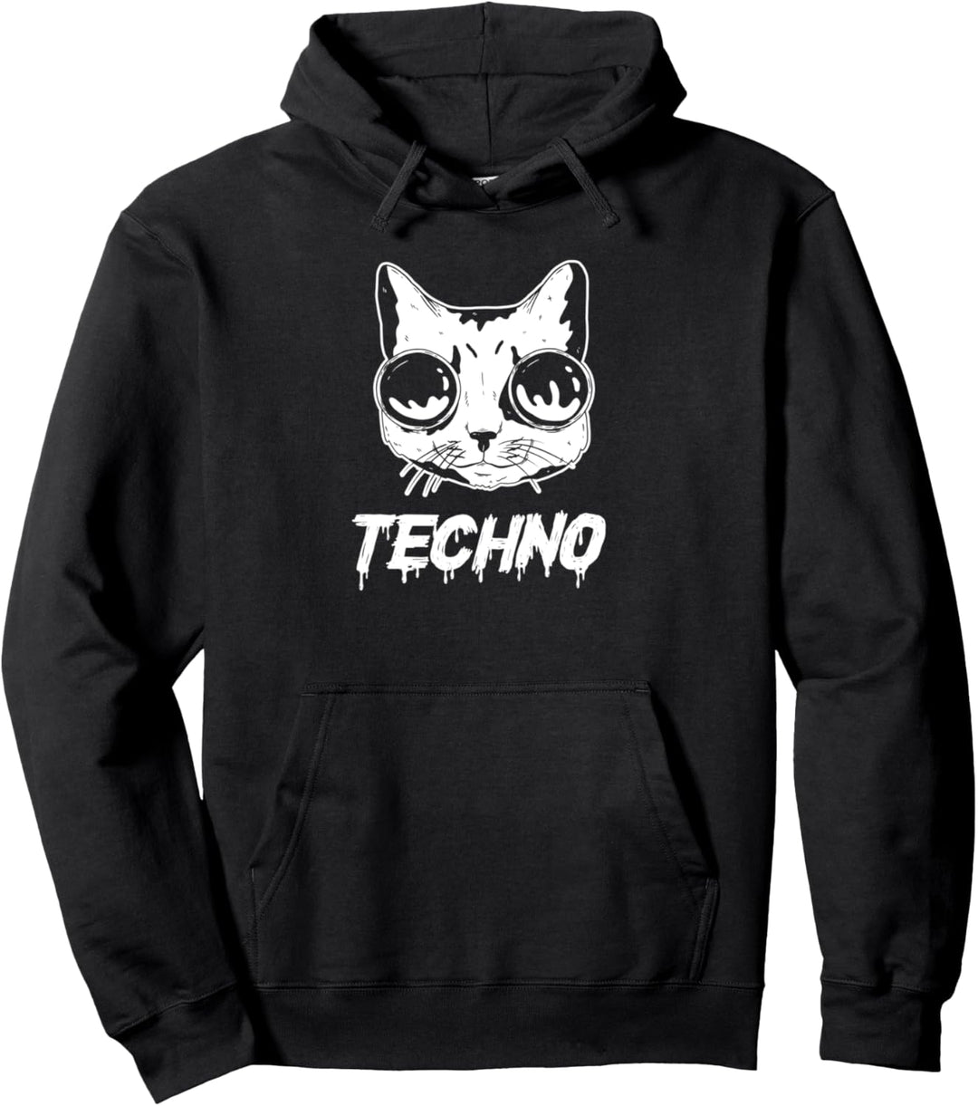 Techno Katze Rave DJ Trance Festival Ballern Pullover Hoodie