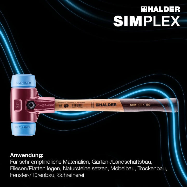 SIMPLEX-Schonhammer, TPE-soft; mit Tempergussgehäuse und hochwertigem Holzstiel | D=40 mm | 3001.040
