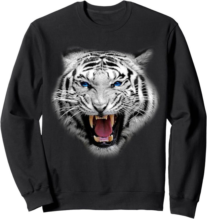 Awesome White Tiger Big Face Geschenk Funny Big Cat Design Sweatshirt