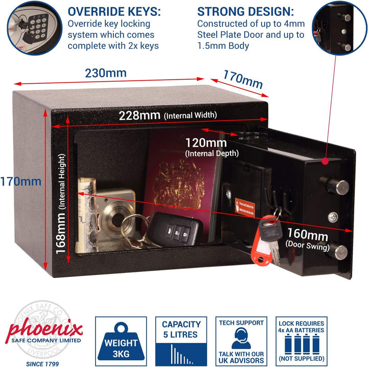 phoenix Einbruchschutztresor Home/Office 0701EB Schwarz, Schwarz