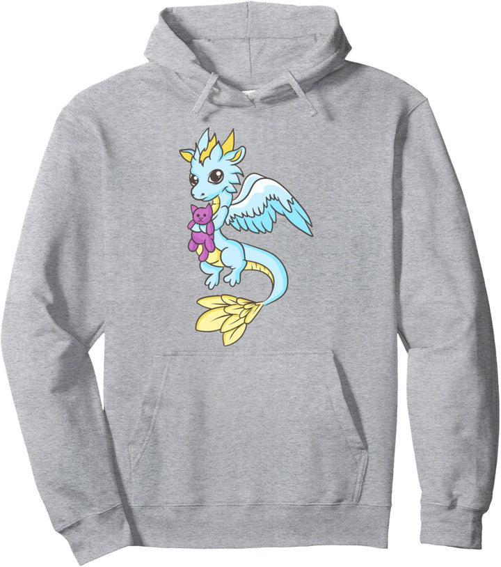 Sweet Blue Baby Dragon - Cute Kawaii Anime Japanese Pullover Hoodie