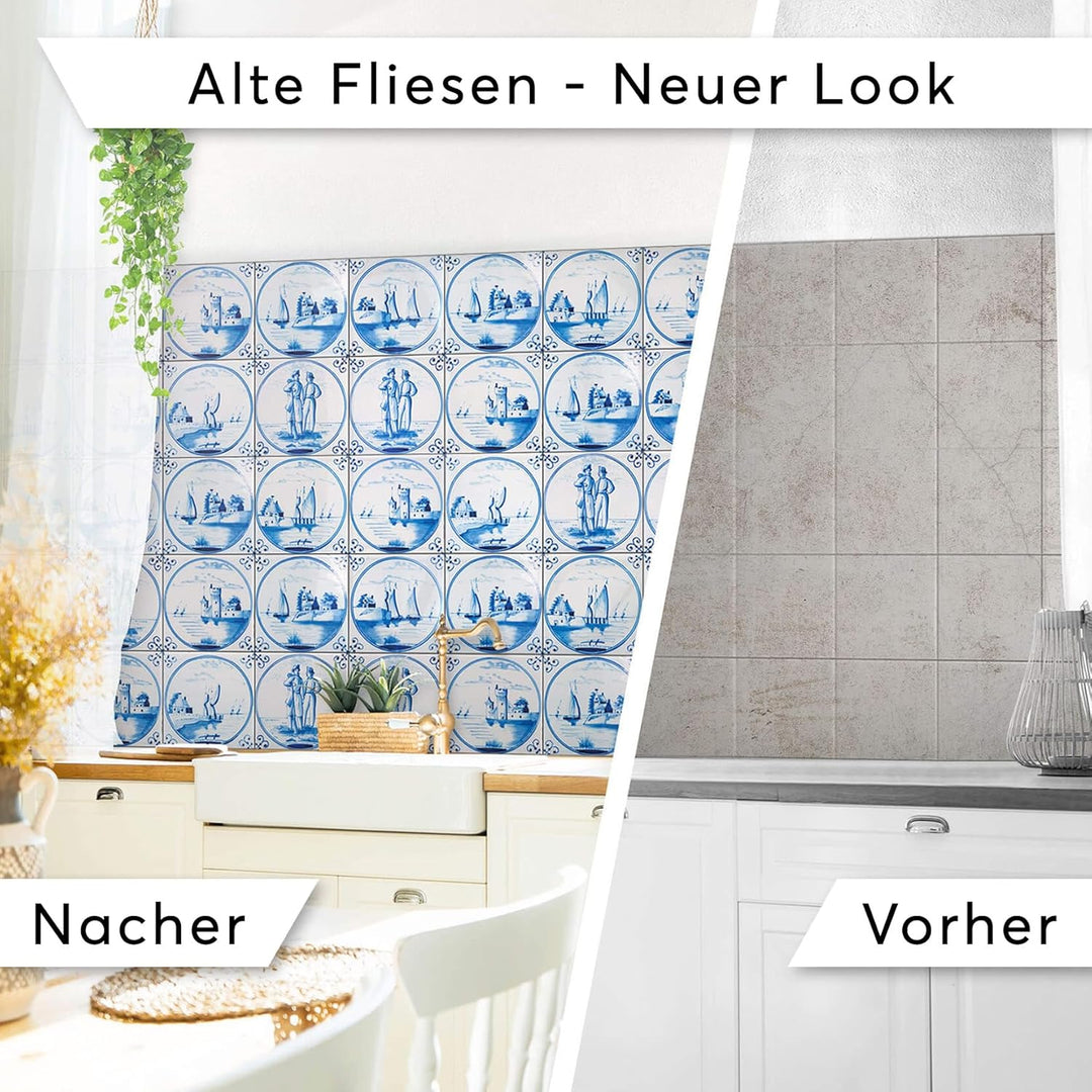 Fliesen-Folie I Dekorative Fliesensticker für Küche, Bad und Fliesenspiegel - Selbstklebende Fliesen