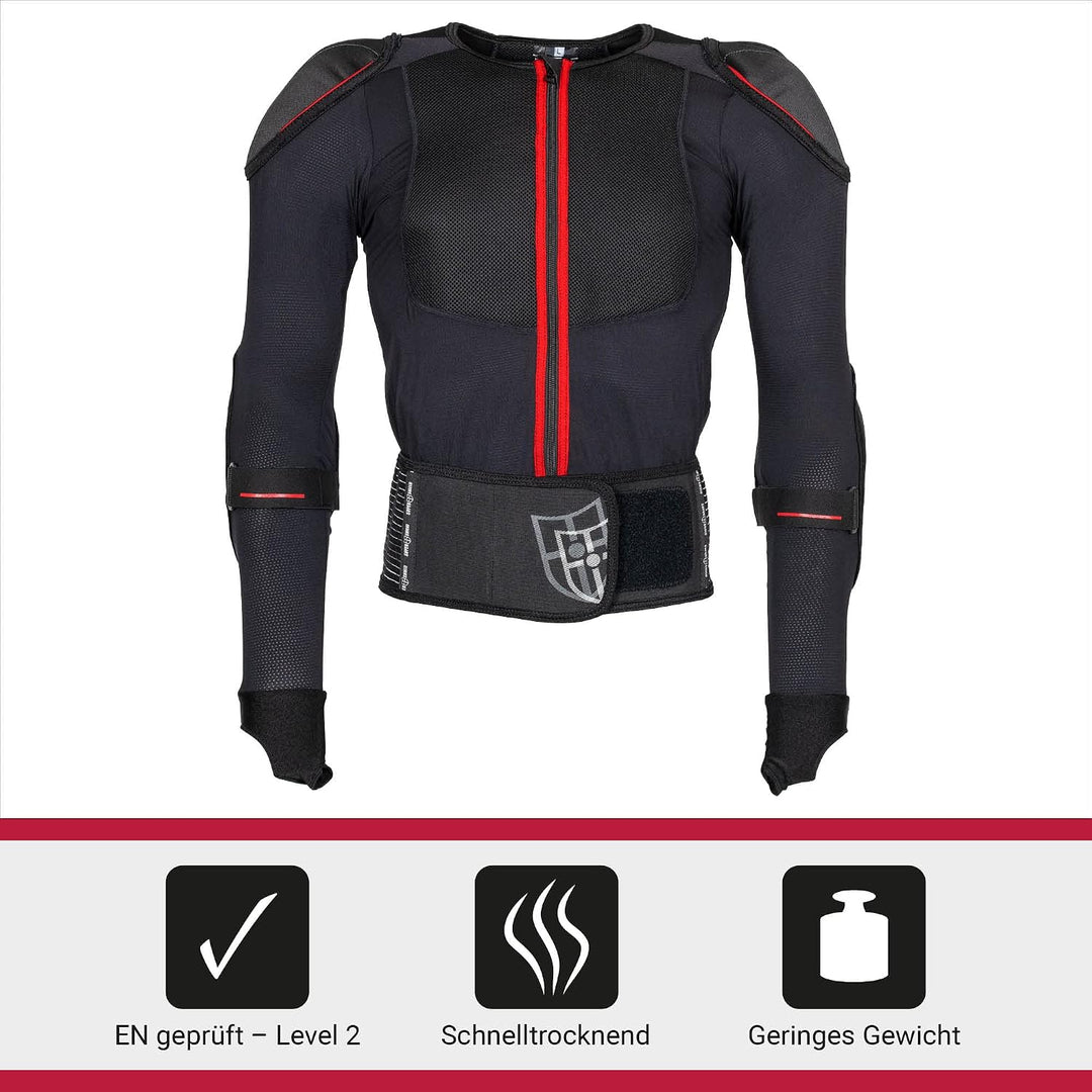 SUPER SHIELD Protektorenjacke, Rückenprotektor, Ellenbogenprotektoren &amp; Schulterprotektoren, Level 2