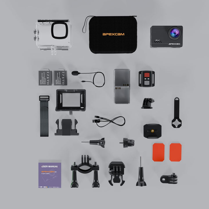 Apexcam M90 Action Cam 4K60FPS 64MP WLAN EIS Bildstabilisierung Sportkamera mit Touchscreen Unterwas