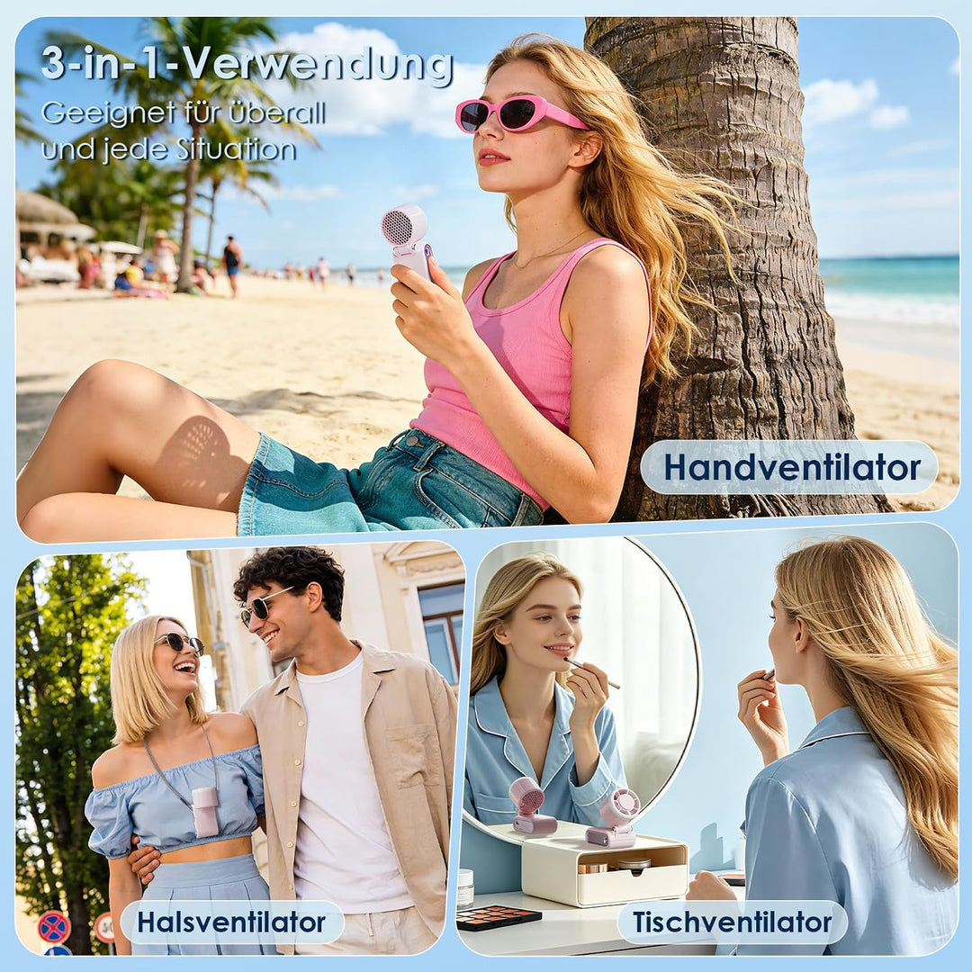 Handventilator Tragbarer Mini Ventilator, Turbo Ventilator mit 100 Stufen und LED Display, 3600mAh W
