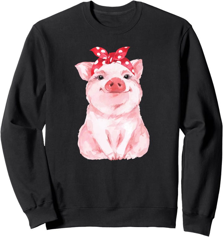 Schwein mit Bandana für Mädchen und Frauen Sweatshirt
