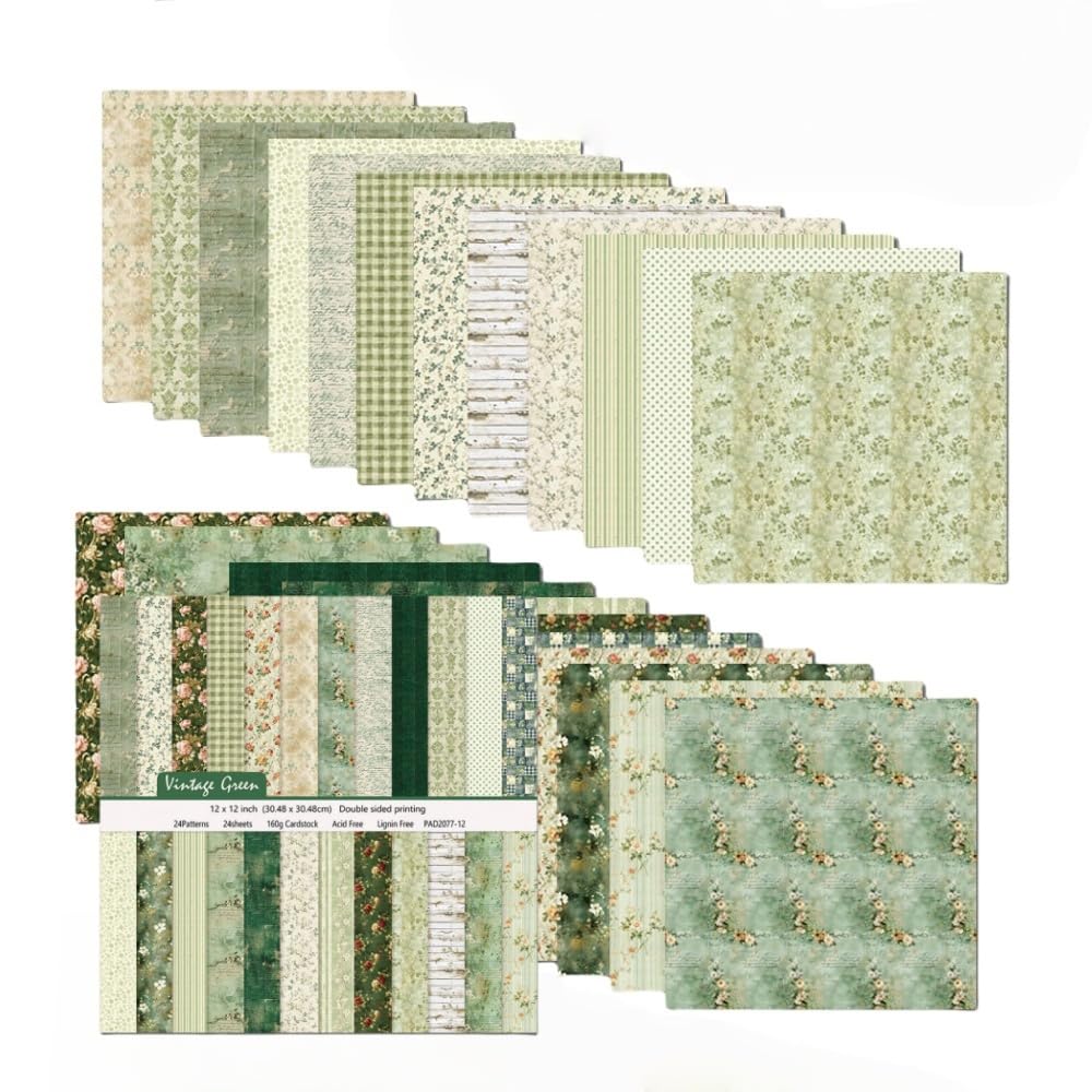 Scrapbook-Papier, 30,5 x 30,5 cm, Vintage-Scrapbook-Zubehör, 24 Blatt/24 Designs, doppelseitiges Pap