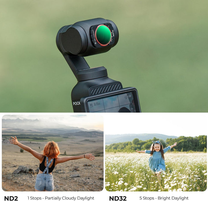 K&amp;F Concept OSMO Pocket 3 ND Filter, Magnetischer Variabler ND Filter ND2-ND32, 1-5 Blendenstufen Gr