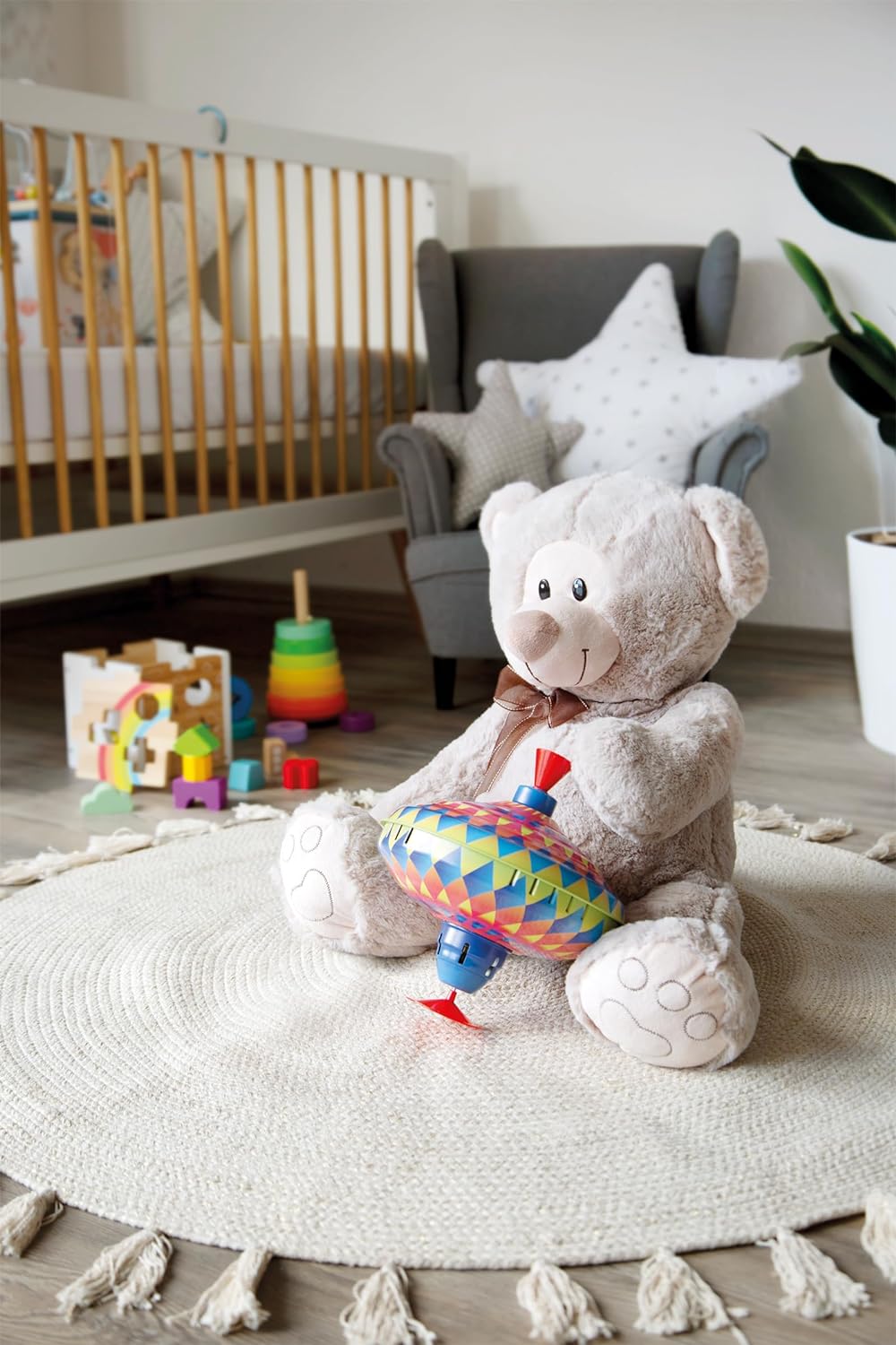 Small Foot Brummkreisel Kunterbunt, schult die Feinmotorik, mit Standfuss aus Gummi, für Kinder ab 1