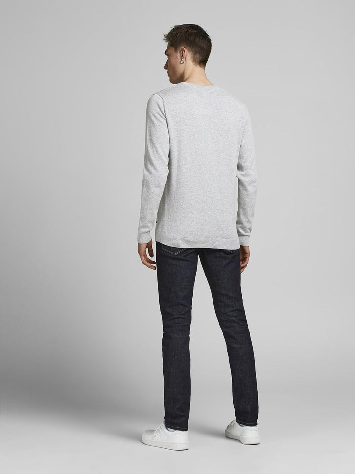 JACK &amp; JONES Male Strickpullover Einfarbig Strickpullover 3XL Light Grey Melange, 3XL Light Grey Mel