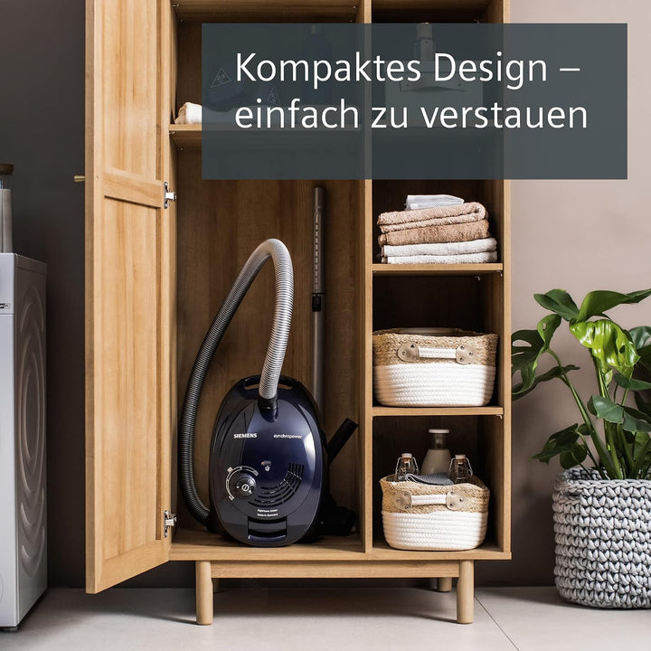 Siemens Staubsauger mit Beutel synchropower VS06A111, Bodenstaubsauger, Hygiene-Filter, Bodendüse fü