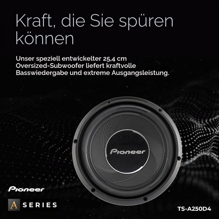 Pioneer TS-A250D4 Subwoofer mit Doppelschwingspule für den Gehäuseeinbau (1.300 W), 25 cm/10", IMPP