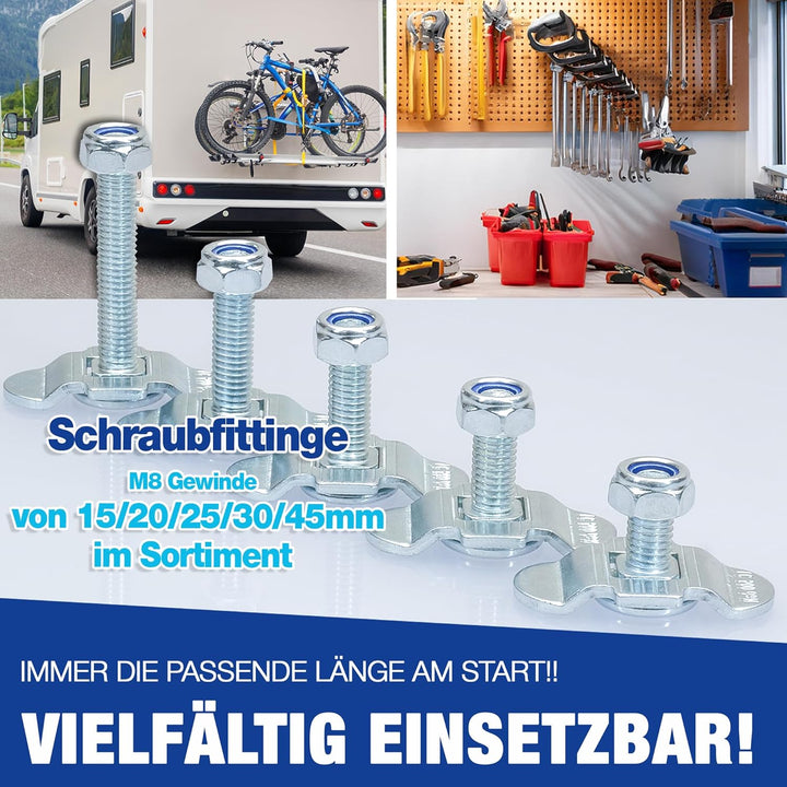 NTG Schraubfitting für Airlineschiene - Fitting Single Endbeschlag - Set 25 mm lang - 20 Stück - Lad