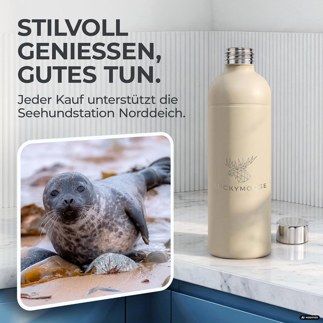 Luckymoose Infinity 2x Edelstahlflaschen Wassersprudler 1,25L – Kompatibel mit der LM Infinity Serie