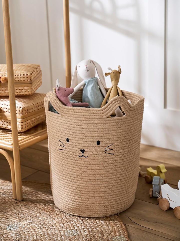 Vertbaudet Kinderzimmer Aufbewahrungskorb KATZE beige