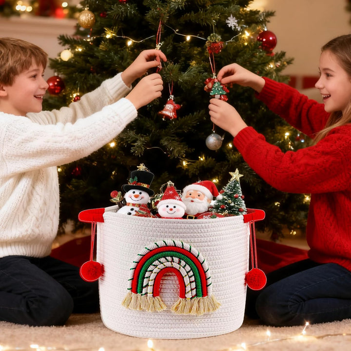 Weihnachtskorb Leer Weihnachtskörbe für Weihnachtsbaum, Aufbewahrung von Weihnachtsschmuck, Weihnach