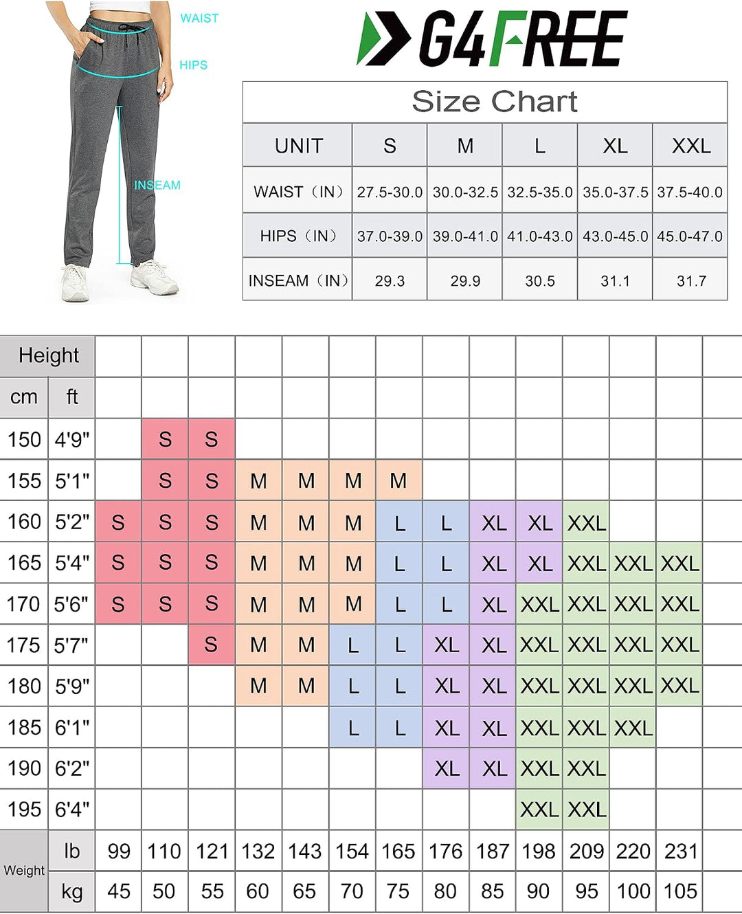 OUGES Jogginghose Damen Sporthose Lang Hose Baumwolle Freizeithose Trainingshose mit Taschen für Fra