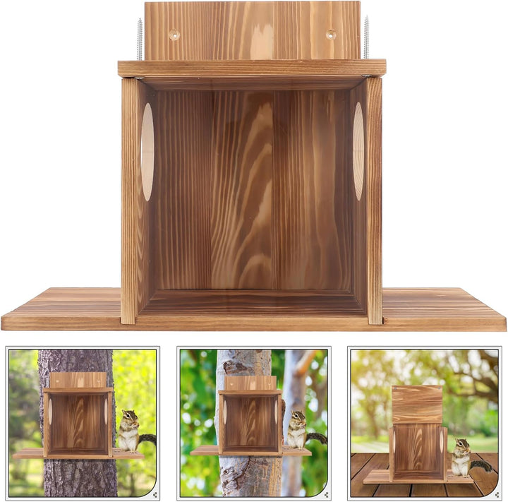 Supvox Eichhörnchen-futterstation Für Den Garten Stabiles Eichhörnchen-futterhaus Aus Holz Zur Eichh