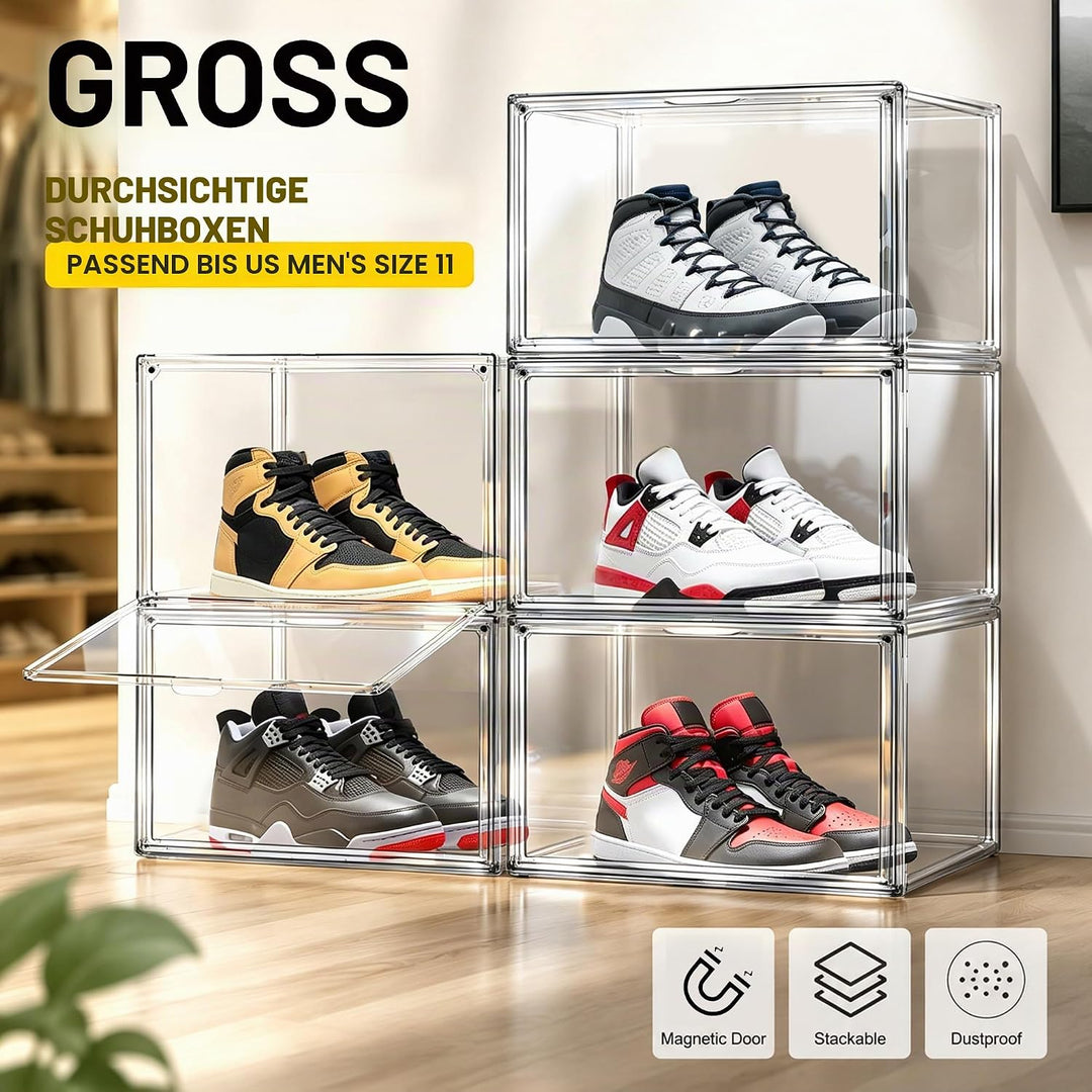 Schuhboxen Stapelbar Transparent Schuhaufbewahrungsbox Schuhkarton mit Deckel Schuh Organizer Schuha