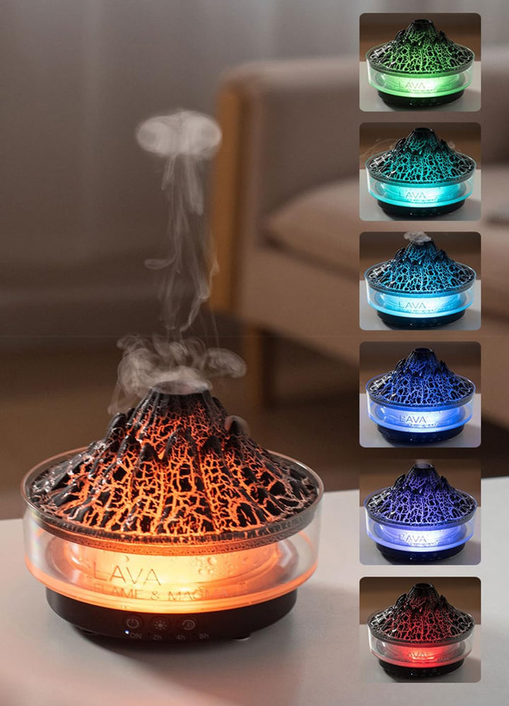 ThreeH Vulkan Luftbefeuchter &amp; Aroma Diffusor 7-Farben LED Dualmodus Schlafzimmer/Büro, Schwarz, Sch