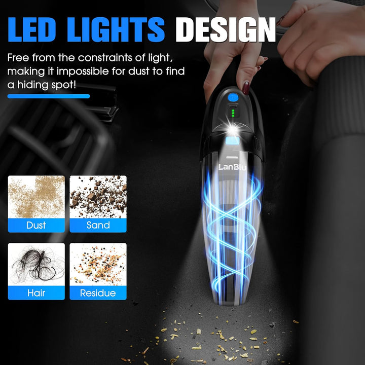 Handstaubsauger Akku Testsieger mit Ladestation &amp; LED Beleuchtung, 25000Pa Kabelloser Handstaubsauge