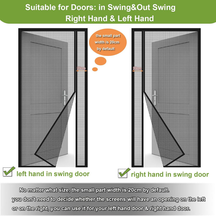 Risareyi Seitliche Öffnung Magnet Fliegengitter Balkontür 195x270cm, Weiss